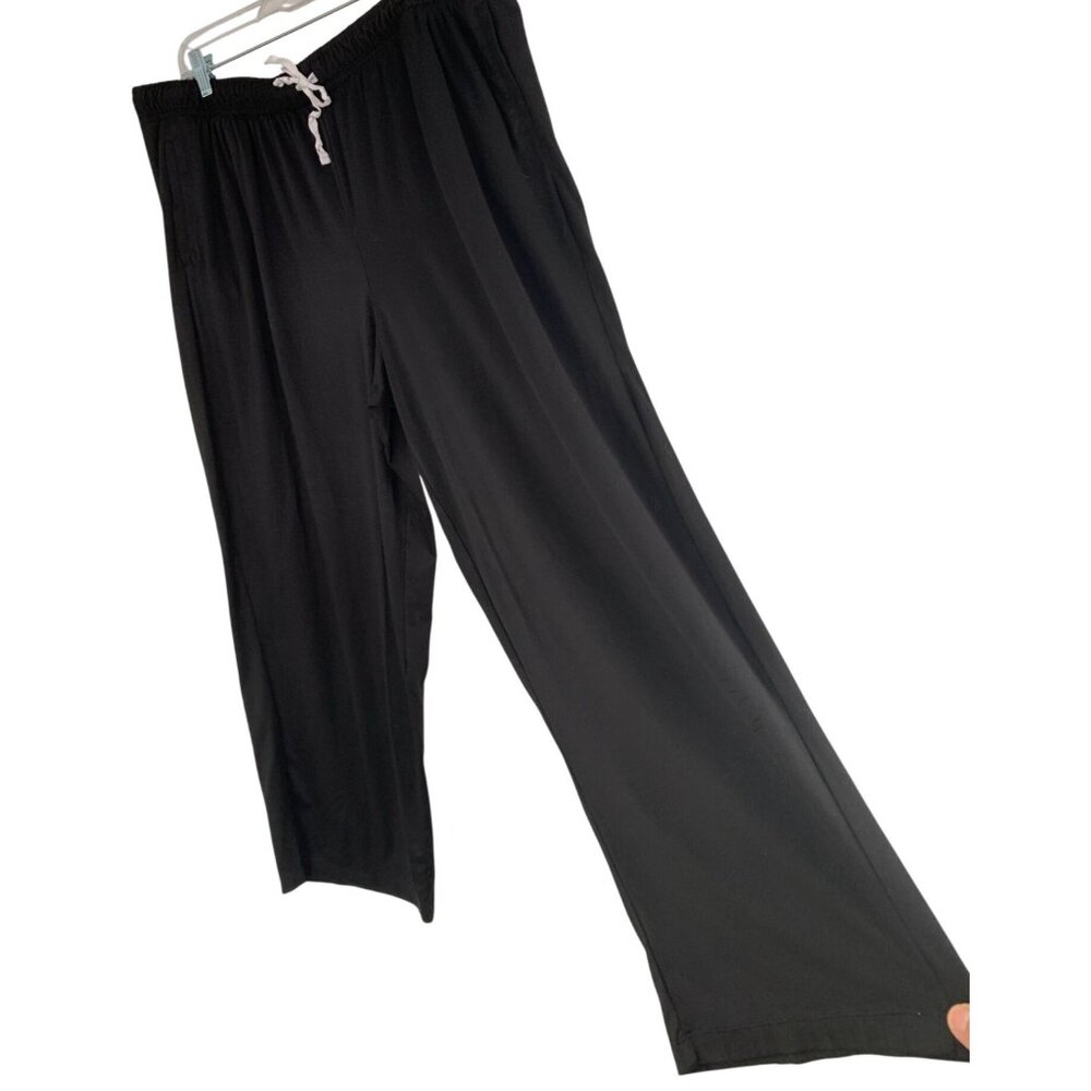 DKNY Womens XXL Wide Leg Jogger crop Pants Black Comfy Lounge Wear RZ10401 NWOT